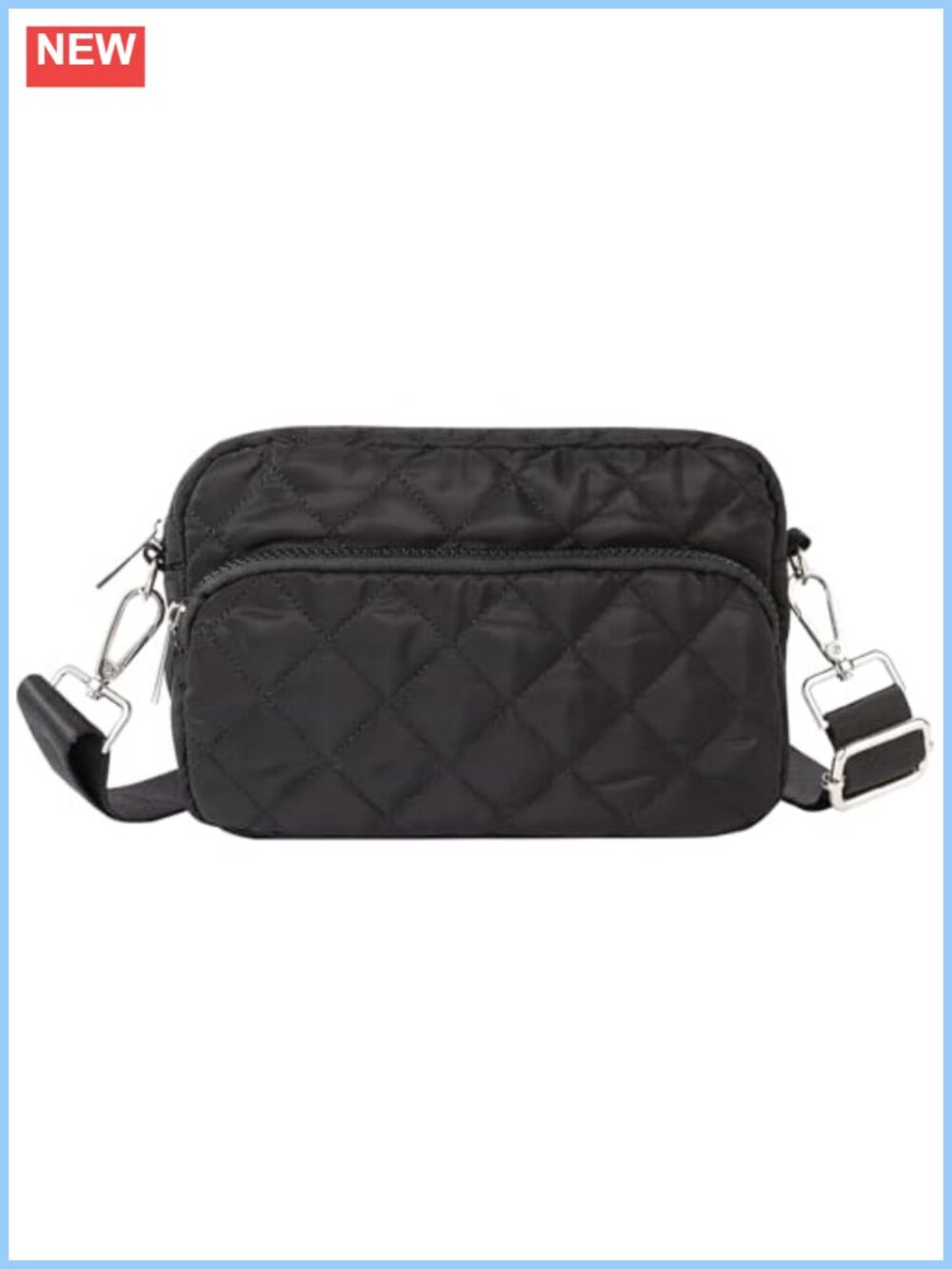 Quilted Puffer Crossbody Bag Nylon Adjustable Strap Travel Purse